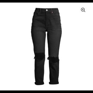 Black distressed mom jeans